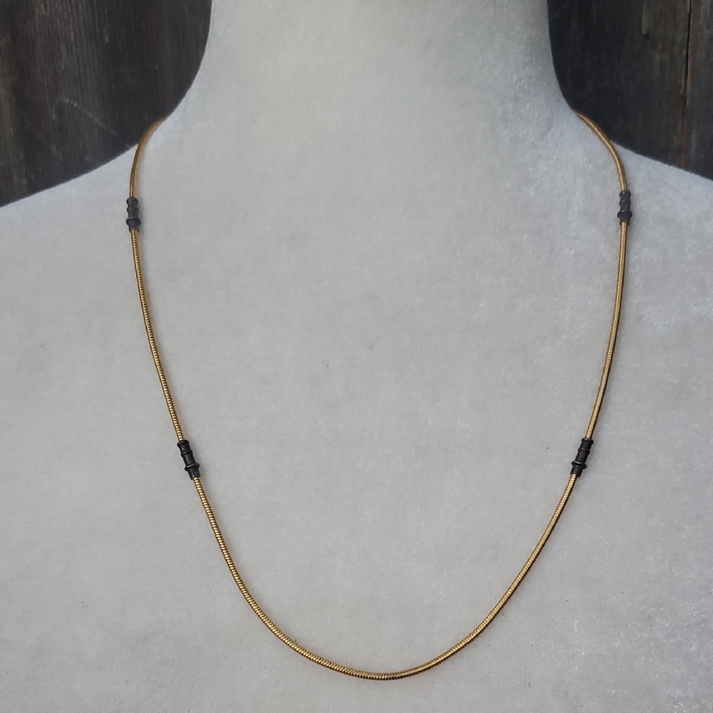 Freirich Goldtone Station Necklace Dark Accent Beads Fashion Jewelry